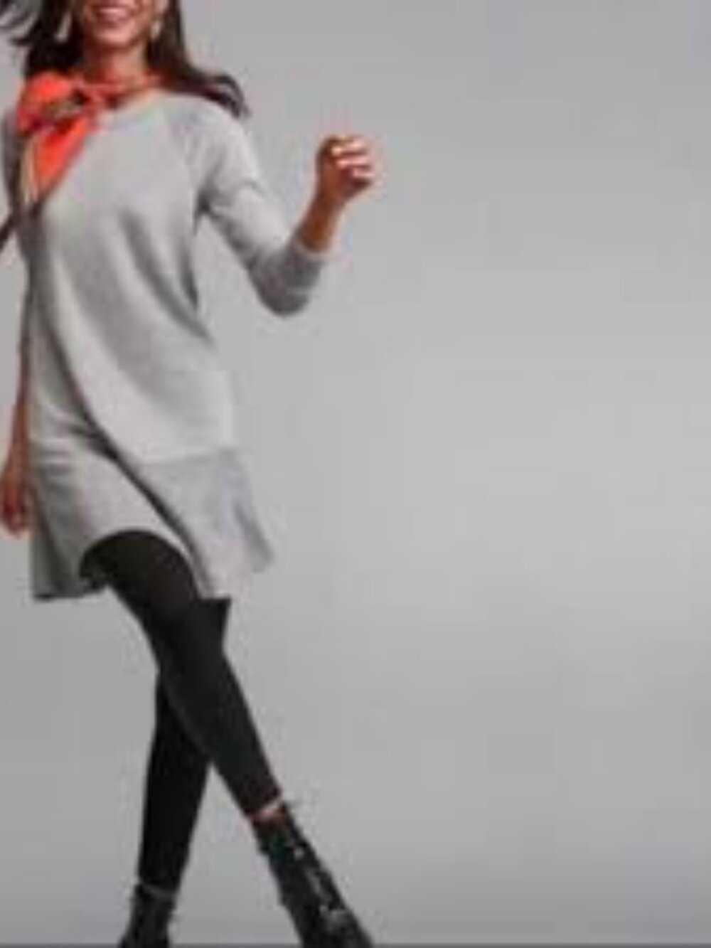 CAbi (S) Flash Dance Gray Knit Sweatshirt Drop Waist Flounce Skirt Mini Dress